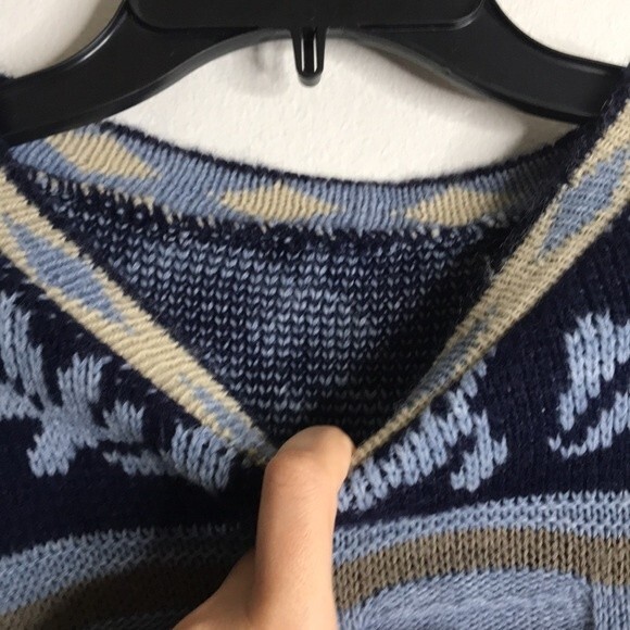 ladies 3D knit fair isle coogi style printed pullover sweater ladies large - Picture 5 of 12